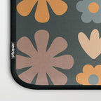 Scandi Floral Grid Retro Flower Pattern Slate Blue Orange Brown Laptop Sleeve Gallery Image 3