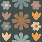 Scandi Floral Grid Retro Flower Pattern Slate Blue Orange Brown Coffee Mug Gallery Image 2