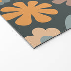 Scandi Floral Grid Retro Flower Pattern Slate Blue Orange Brown Welcome Mat Gallery Image 2