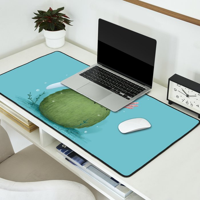 Axolotl on a Mossball Desk Mat Gallery Image 2