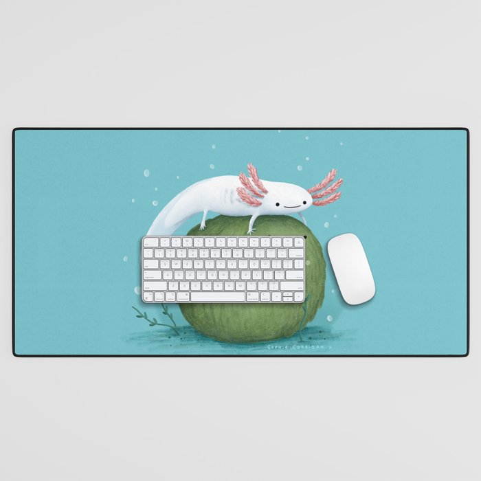 Axolotl on a Mossball Desk Mat Gallery Image 1