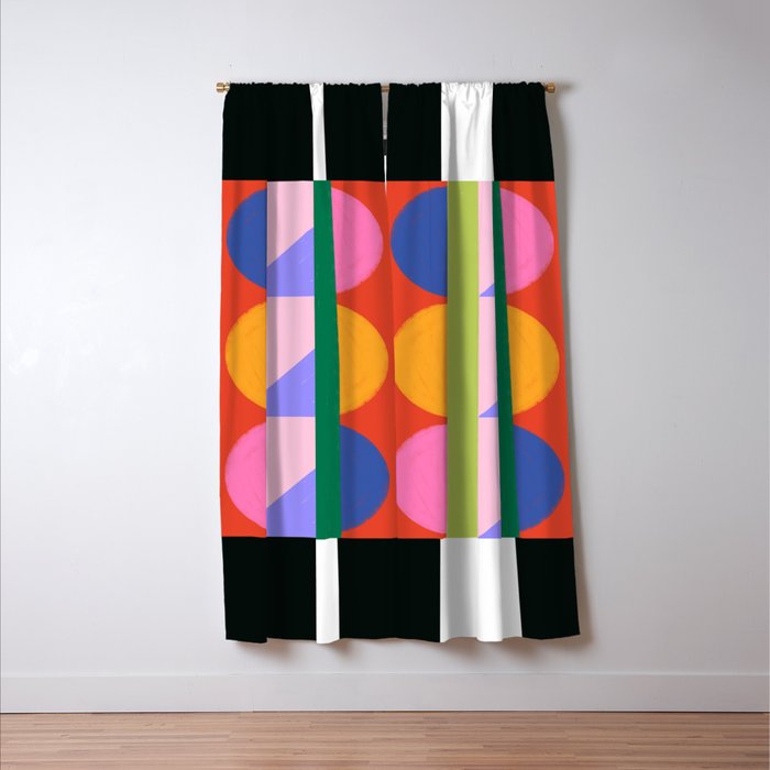 Folk Art Color Block  Window Curtain Gallery Image 3