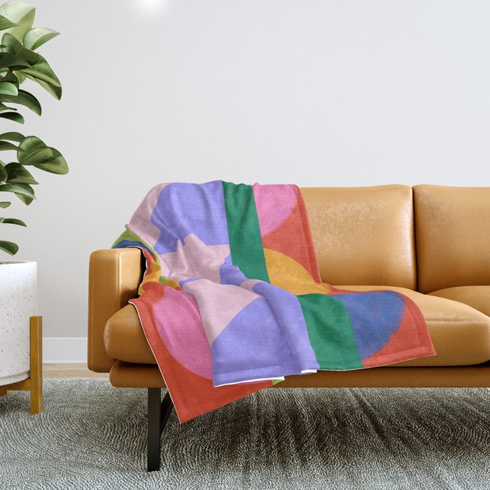 Folk Art Color Block  Throw Blanket Gallery Image 1