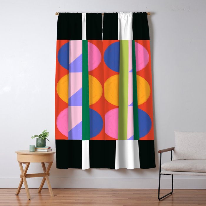 Folk Art Color Block  Window Curtain Gallery Image 1