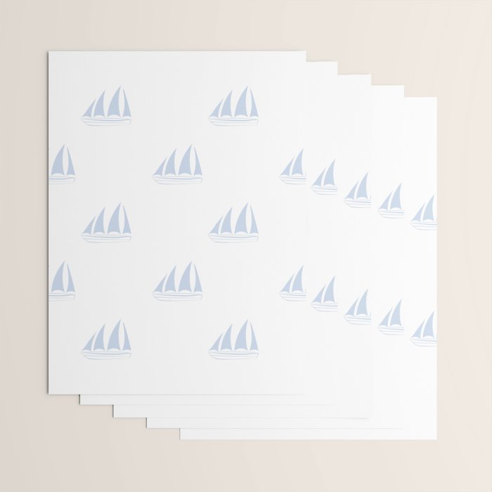 Pale Blue Sailboat Pattern Wrapping Paper Gallery Image 3