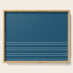 Zoe Dotted Smudge Stripes Minimalist Pattern in Aegean Blue and White Serving Tray Gallery Image 1