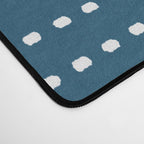 Zoe Dotted Smudge Stripes Minimalist Pattern in Aegean Blue and White Desk Mat Gallery Image 4