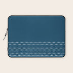 Zoe Dotted Smudge Stripes Minimalist Pattern in Aegean Blue and White Laptop Sleeve Gallery Image 1