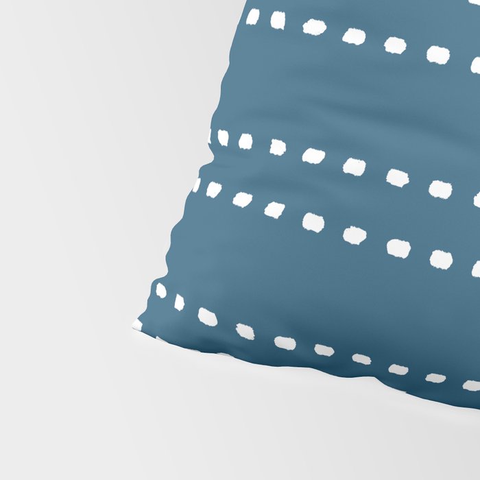 Zoe Dotted Smudge Stripes Minimalist Pattern in Aegean Blue and White Pillow Sham Gallery Image 4