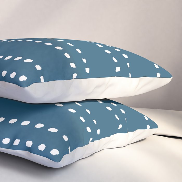 Zoe Dotted Smudge Stripes Minimalist Pattern in Aegean Blue and White Pillow Sham Gallery Image 3