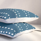Zoe Dotted Smudge Stripes Minimalist Pattern in Aegean Blue and White Pillow Sham Gallery Image 3