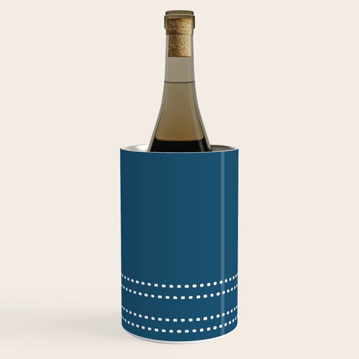 Zoe Dotted Smudge Stripes Minimalist Pattern in Aegean Blue and White Wine Chiller Gallery Image 1