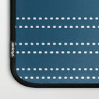 Zoe Dotted Smudge Stripes Minimalist Pattern in Aegean Blue and White Laptop Sleeve Gallery Image 3