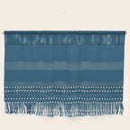 Zoe Dotted Smudge Stripes Minimalist Pattern in Aegean Blue and White Wall Hanging Gallery Image 1