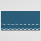Zoe Dotted Smudge Stripes Minimalist Pattern in Aegean Blue and White Desk Mat Gallery Image 3