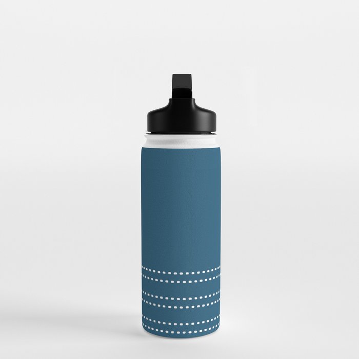 Zoe Dotted Smudge Stripes Minimalist Pattern in Aegean Blue and White Water Bottle Gallery Image 3