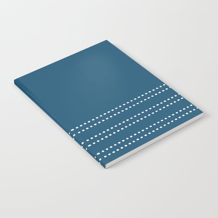 Zoe Dotted Smudge Stripes Minimalist Pattern in Aegean Blue and White Notebook Gallery Image 1