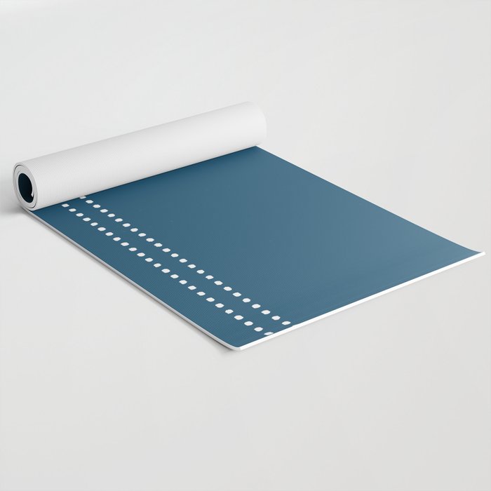 Zoe Dotted Smudge Stripes Minimalist Pattern in Aegean Blue and White Yoga Mat Gallery Image 2