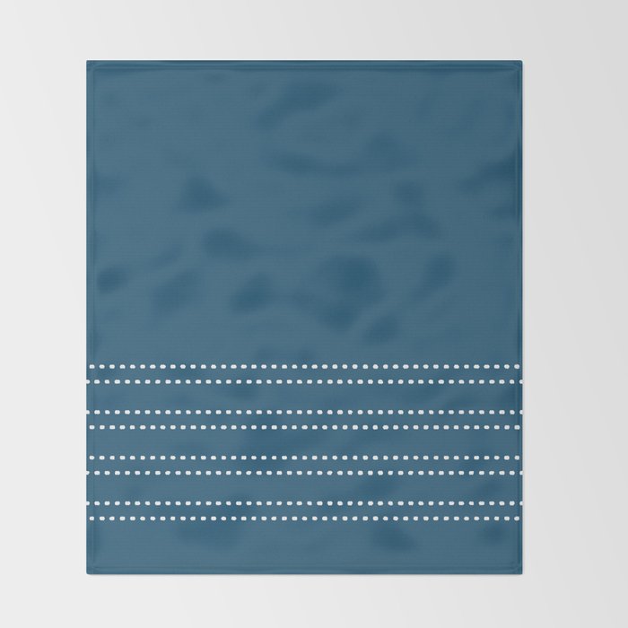 Zoe Dotted Smudge Stripes Minimalist Pattern in Aegean Blue and White Throw Blanket Gallery Image 2