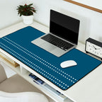 Zoe Dotted Smudge Stripes Minimalist Pattern in Aegean Blue and White Desk Mat Gallery Image 2