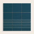 Zoe Dotted Smudge Stripes Minimalist Pattern in Aegean Blue and White Wood Wall Art Gallery Image 1