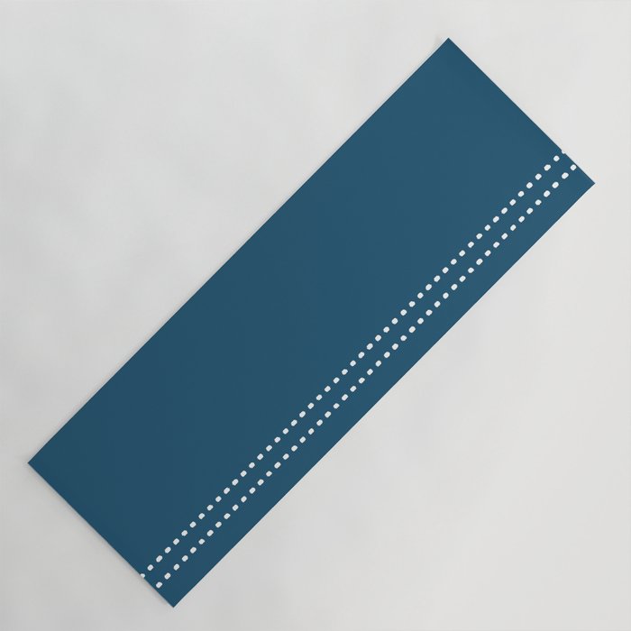 Zoe Dotted Smudge Stripes Minimalist Pattern in Aegean Blue and White Yoga Mat Gallery Image 1