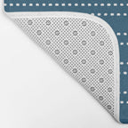 Zoe Dotted Smudge Stripes Minimalist Pattern in Aegean Blue and White Bath Mat Gallery Image 2