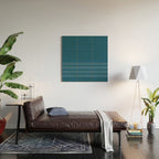 Zoe Dotted Smudge Stripes Minimalist Pattern in Aegean Blue and White Wood Wall Art Gallery Image 2