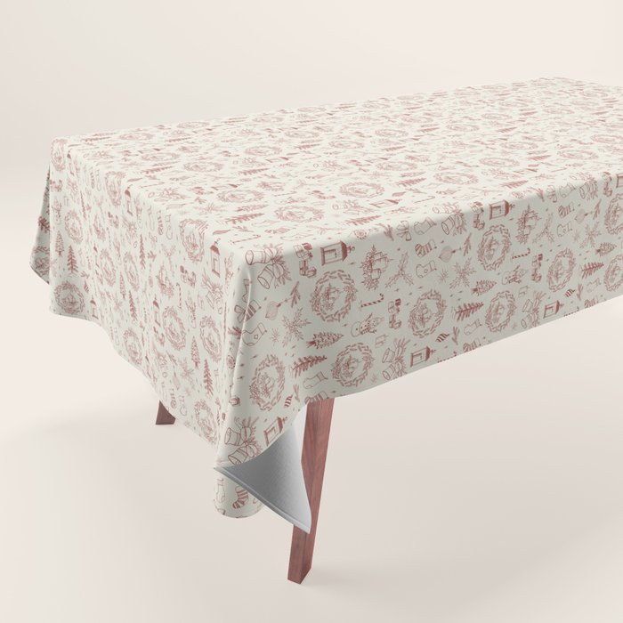 Christmas Toile // Vintage Red Tablecloth Gallery Image 1