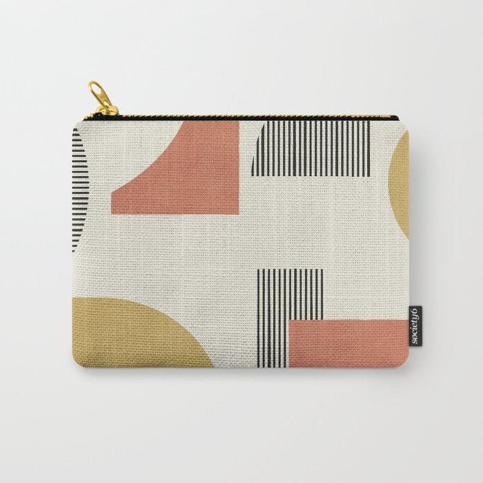 Abstract Lines Composition - Gold Orange Brown Carry All Pouch Gallery Image 1