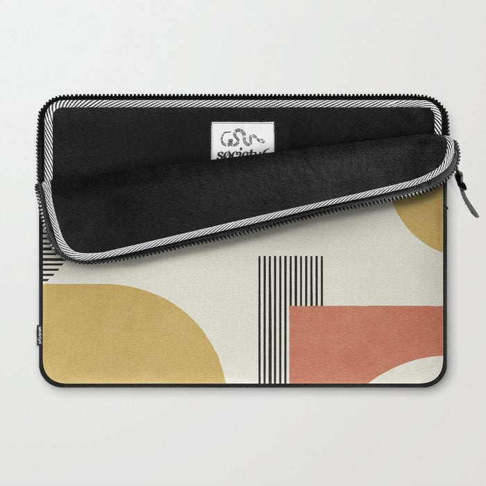 Abstract Lines Composition - Gold Orange Brown Laptop Sleeve Gallery Image 2