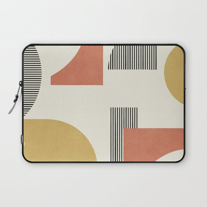 Abstract Lines Composition - Gold Orange Brown Laptop Sleeve Gallery Image 1