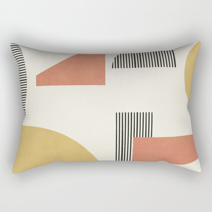 Abstract Lines Composition - Gold Orange Brown Rectangular Pillow Gallery Image 1