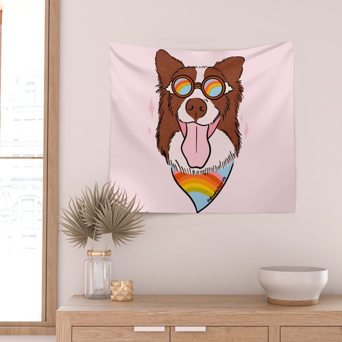 Rainbow Dog Wall Tapestry Gallery Image 2