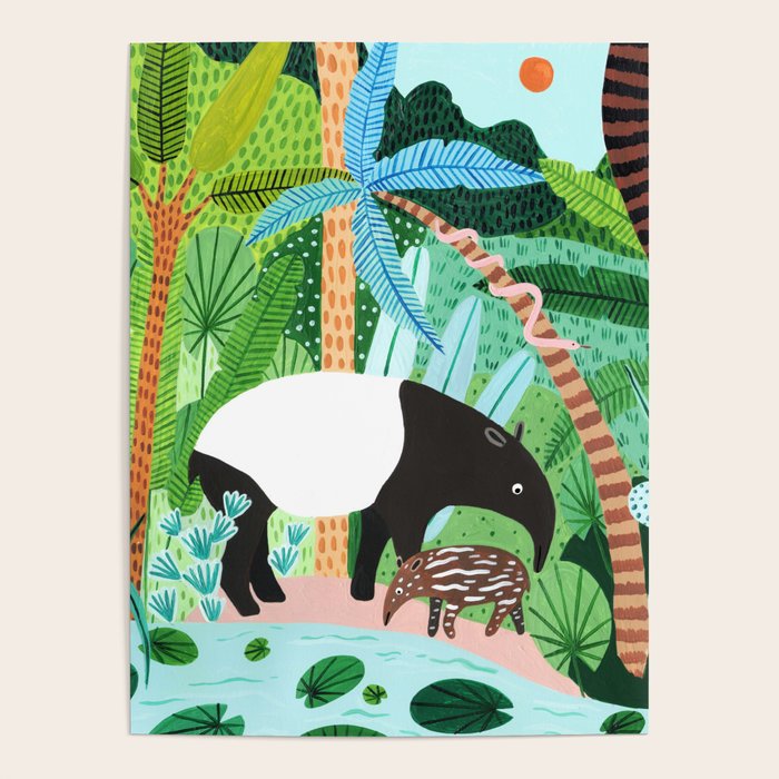 Malayan Tapir Family Poster Gallery Image 1