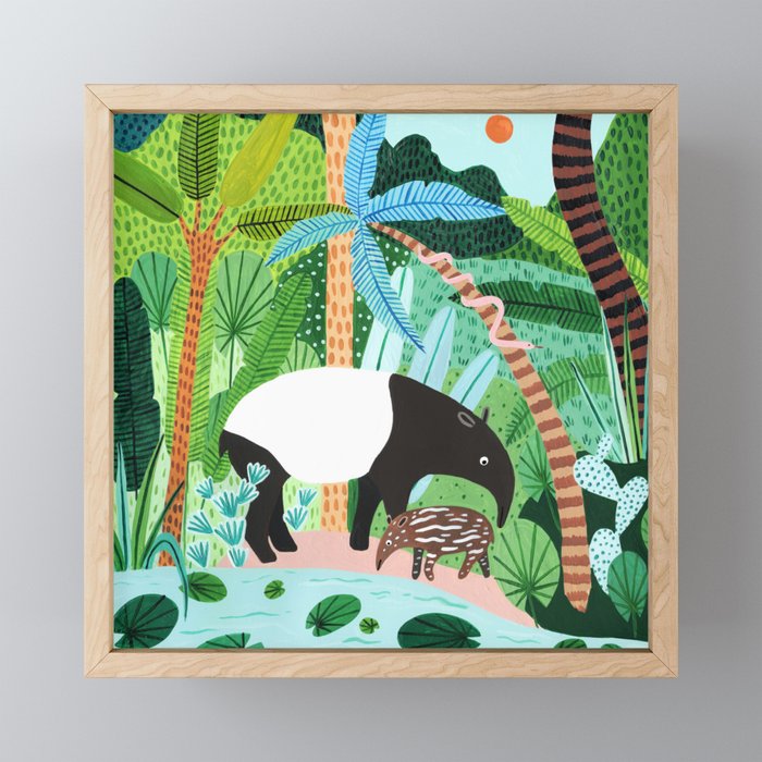 Malayan Tapir Family Mini Art Print Gallery Image 1