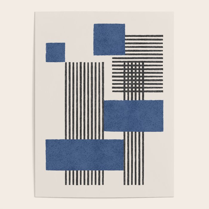 Stripes and Square Blue Composition - Abstract Poster Gallery Image 4