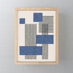 Stripes and Square Blue Composition - Abstract Mini Art Print Gallery Image 1