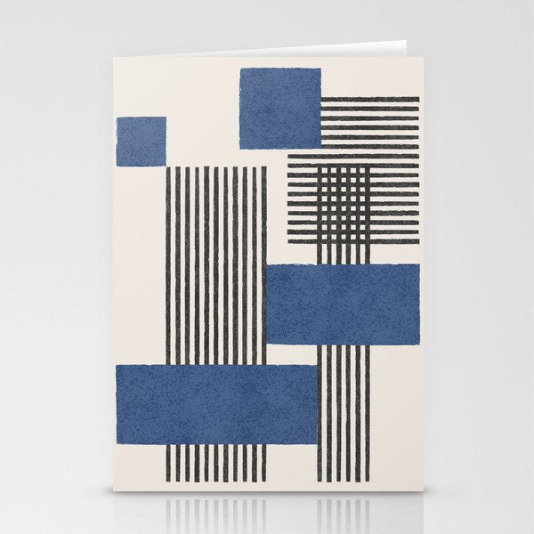Stripes and Square Blue Composition - Abstract Stationery Card Gallery Image 2