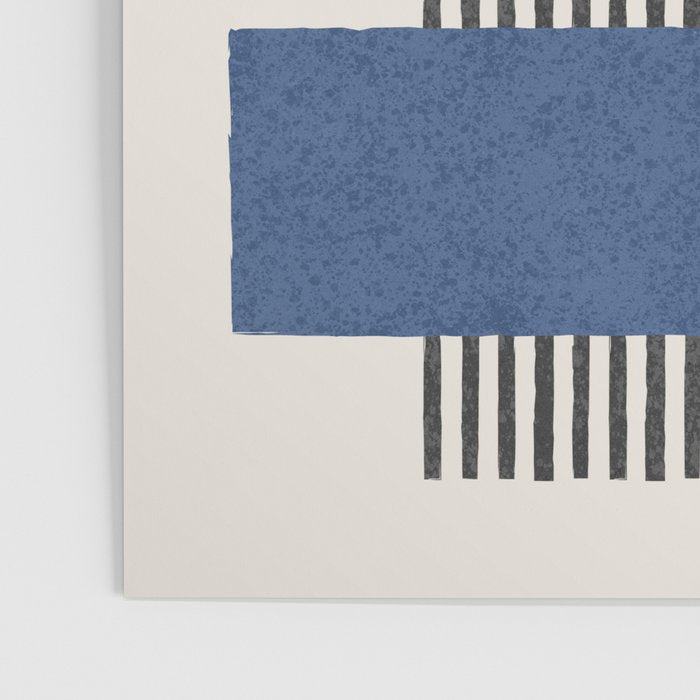 Stripes and Square Blue Composition - Abstract Poster Gallery Image 3