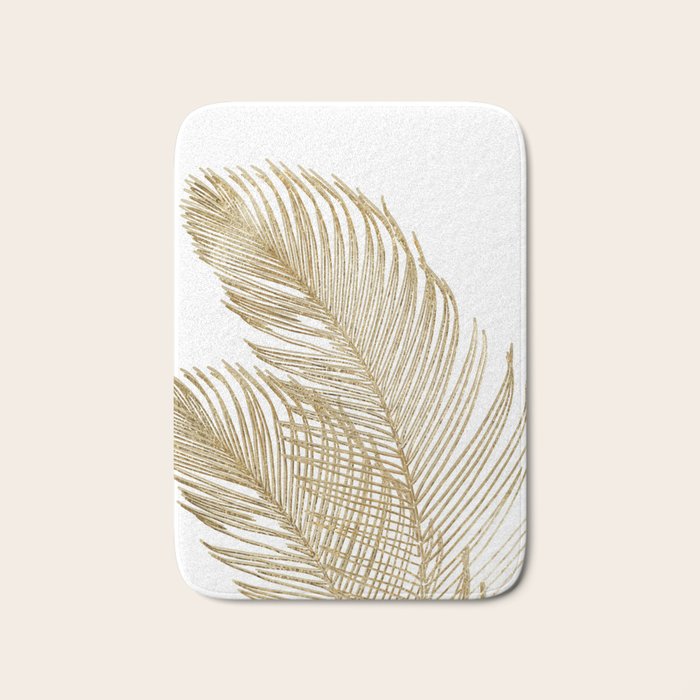 Palm Leaves Finesse Line Art with Gold Foil #2 #minimal #decor #art #society6 Bath Mat Gallery Image 1