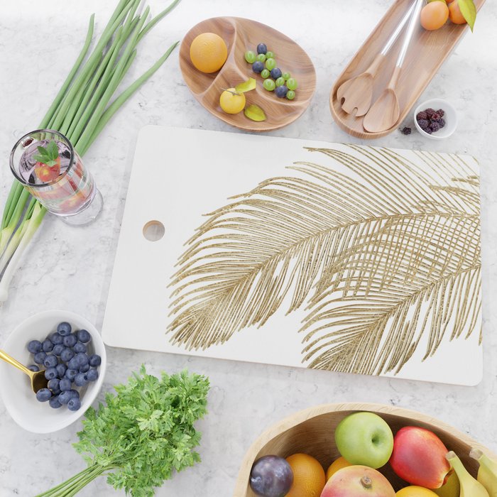 Palm Leaves Finesse Line Art with Gold Foil #2 #minimal #decor #art #society6 Cutting Board Gallery Image 2
