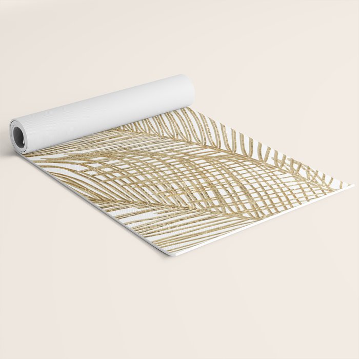 Palm Leaves Finesse Line Art with Gold Foil #2 #minimal #decor #art #society6 Yoga Mat Gallery Image 2
