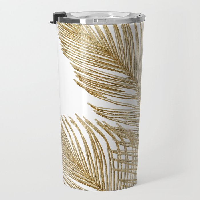 Palm Leaves Finesse Line Art with Gold Foil #2 #minimal #decor #art #society6 Travel Mug Gallery Image 3