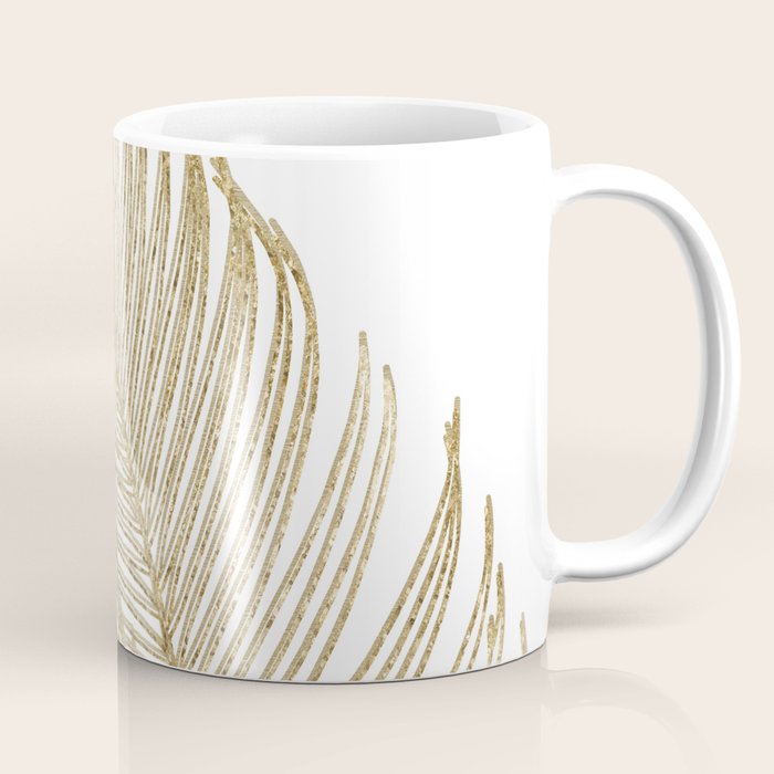 Palm Leaves Finesse Line Art with Gold Foil #2 #minimal #decor #art #society6 Coffee Mug Gallery Image 1