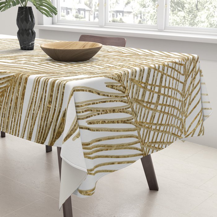 Palm Leaves Finesse Line Art with Gold Foil #2 #minimal #decor #art #society6 Tablecloth Gallery Image 3