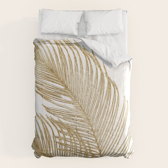 Palm Leaves Finesse Line Art with Gold Foil #2 #minimal #decor #art #society6 Comforter Gallery Image 6