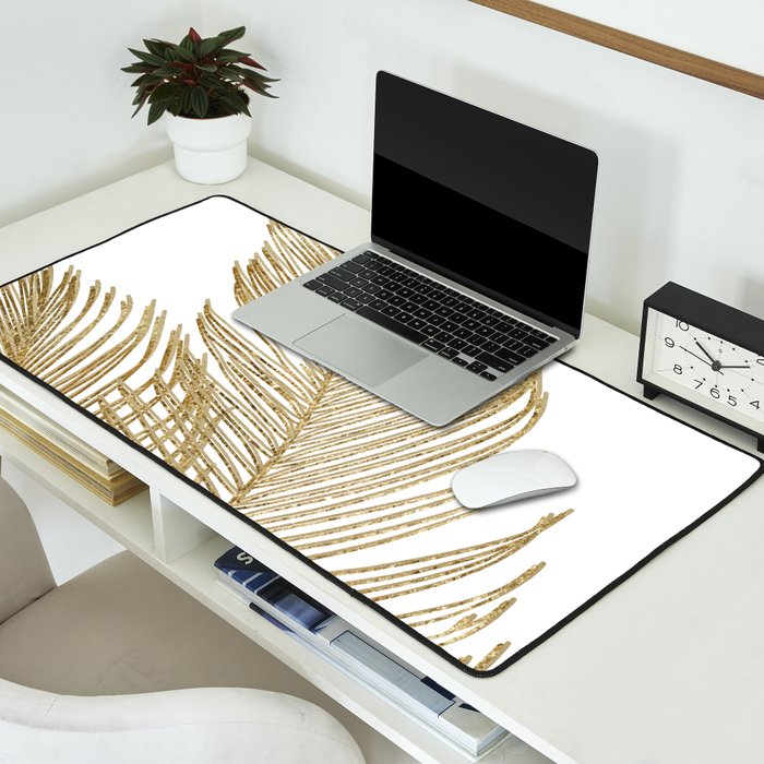 Palm Leaves Finesse Line Art with Gold Foil #2 #minimal #decor #art #society6 Desk Mat Gallery Image 2