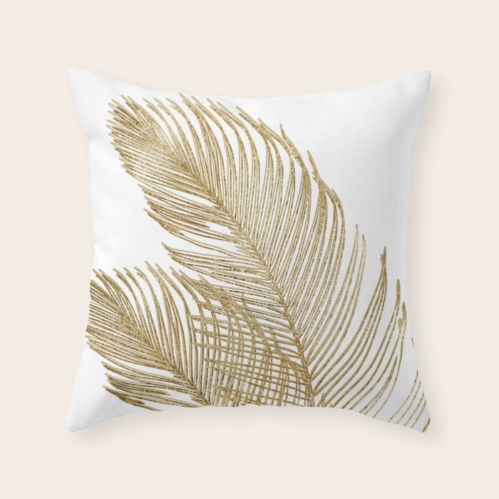 Palm Leaves Finesse Line Art with Gold Foil #2 #minimal #decor #art #society6 Throw Pillow Gallery Image 6