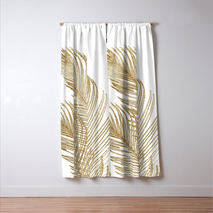 Palm Leaves Finesse Line Art with Gold Foil #2 #minimal #decor #art #society6 Window Curtain Gallery Image 3